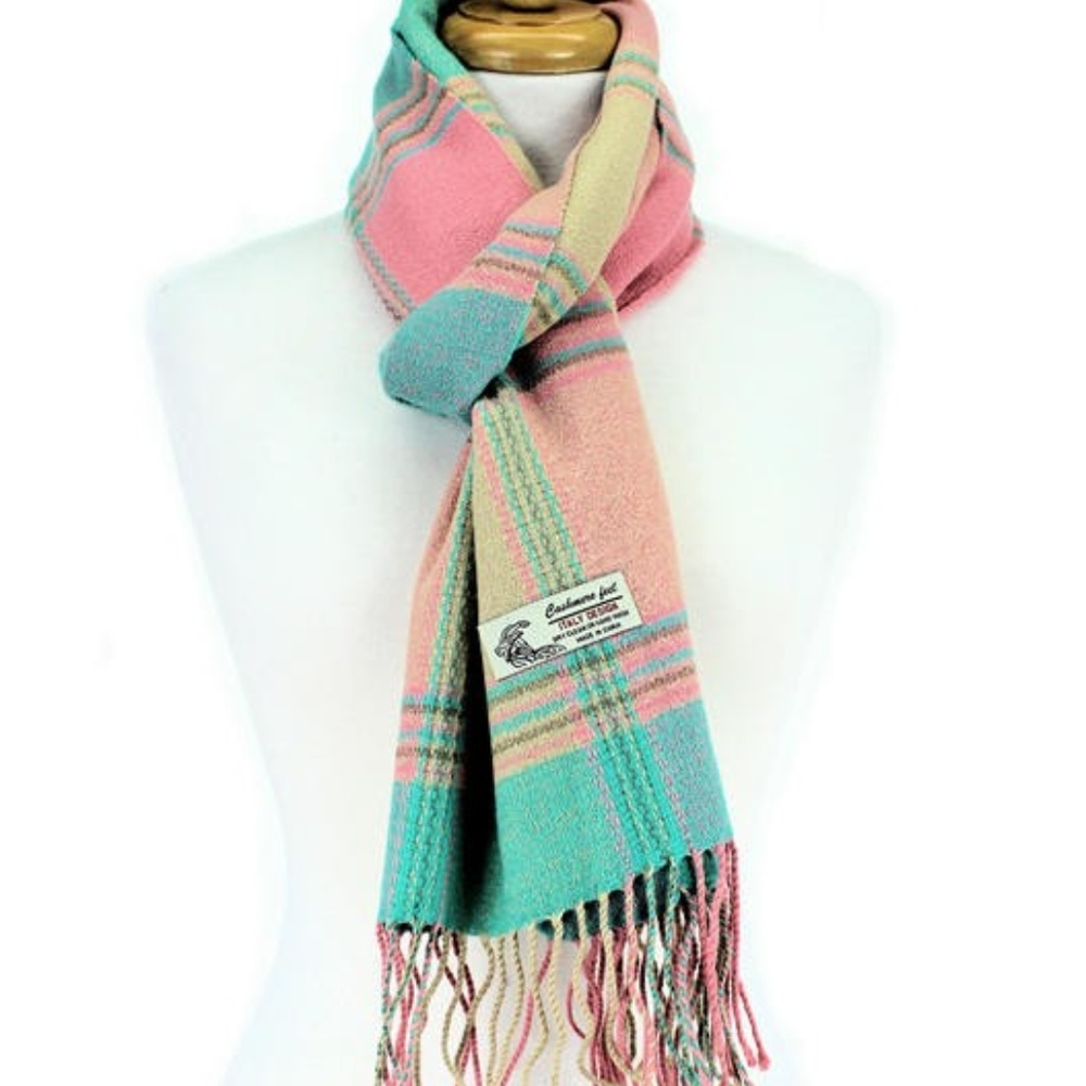 🍭Cashmere Feel Scarf- Pink Multi - Picture 2 of 5